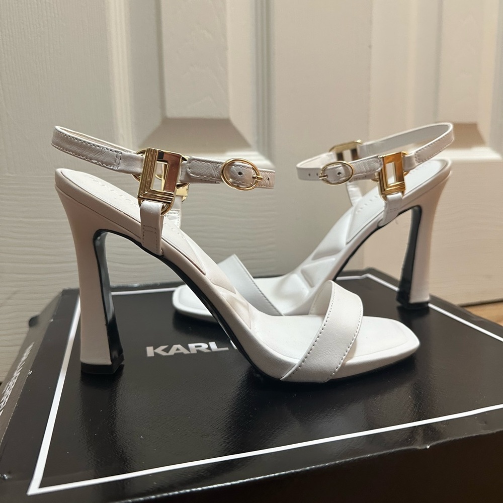 Karl Lagerfeld White Heels with Gold Accents